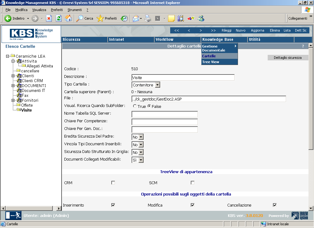 5. CRM_FLD_VISITE Permette di definire il valore Id del folder KBS che contiene i documenti relativi alle Visite CRM 6.