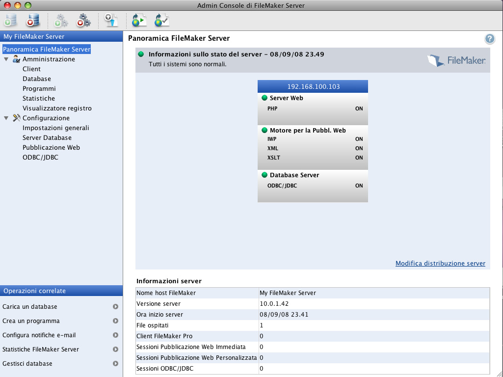 20 Guida introduttiva di FileMaker Server Prendere nota dell'indirizzo IP Passi successivi Una volta distribuito FileMaker Server, iniziare a usare il nuovo software. 1.