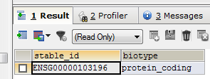 Ensembl core db schema (II) : estrazione su base posizionale SELECT gene_stable_id.stable_id, gene.