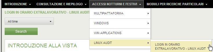 4.3.5 LOGFAIL NOTTURNI E FESTIVI WIN APPLICATIONS Questa vista serve per individuare eventuali comportamenti sospetti, in termini di orario (vedi 4.3.1), dei logfail in ambito windows applications (database, sistemi di posta elettronica) e produce un output tabellare identico alla vista 4.