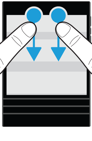 Configurazione e informazioni di base Per visualizzare le impostazioni e la Guida per un'applicazione, posizionare il dito nella parte superiore dello schermo e scorrere verso il basso.