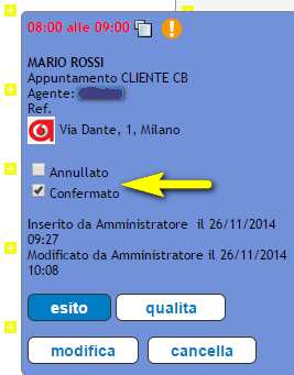 In entrambi i casi, nel riquadro dell appuntamento