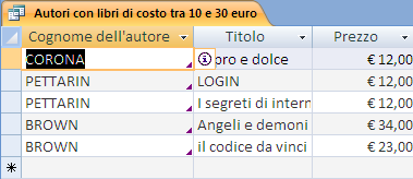 G. Pettarin ECDL Modulo 5: Basi di dati con Access 169 Eseguire una query Le query presenti nel database appaiono nel Riquadro di spostamento per ogni tabella implicata.