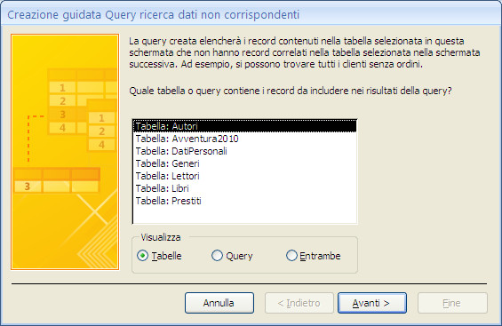 G. Pettarin ECDL Modulo 5: Basi di dati con Access 226 Ad esempio, creiamo una query per vedere se ci sono degli autori che non hanno alcun libro nella biblioteca.