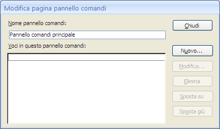 G. Pettarin ECDL Modulo 5: Basi di dati con Access 258 Finestra Gestione pannello comandi In questa finestra sono i presenti i comandi per la gestione dei pannelli comandi.