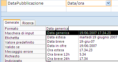 G. Pettarin ECDL Modulo 5: Basi di dati con Access 42 Lascia inalterate le altre proprietà. Il Messaggio errore La Data di pubblicazione è un campo di tipo Data/ora.