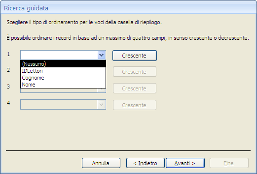 G. Pettarin ECDL Modulo 5: Basi di dati con Access 60 Ricerca guidata: passaggio 3 Scegli il campo della tabella Lettori da collegare al campo Lettore della tabella Prestiti che identifica in modo