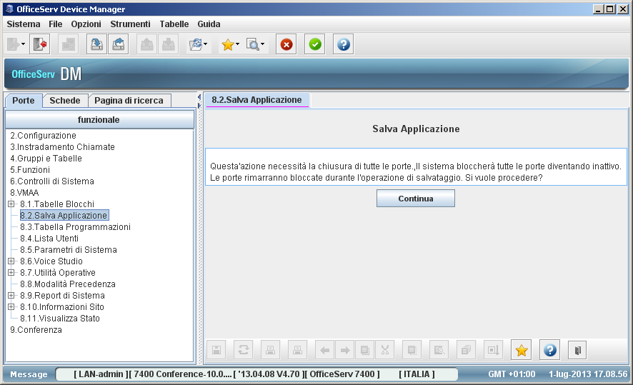 Cap. 6 Programmazione del servizio Voice Mail Guida Utente OfficeServ DM le proprie. Tutte le porte inattive vengono immediatamente bloccate, mentre le altre vengono bloccate man mano che si liberano.