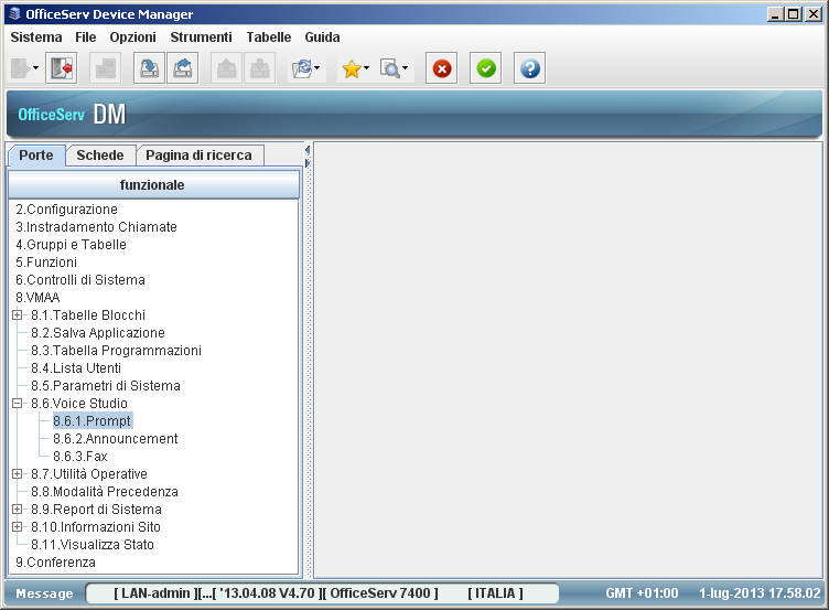 Cap. 6 Programmazione del servizio Voice Mail Guida Utente OfficeServ DM Voice Studio [8.