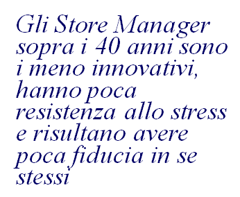 Gli Store Manager sotto i 40 anni, risultano essere