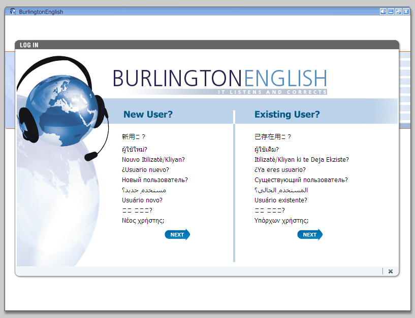 Burlington English 3. Accedi al corso cliccando sull icona Burlington English apparsa sul desktop. Il sistema ti chiederà di accettare le condizioni d uso di Burlington English.