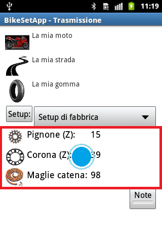 Interfacce principali Le interfacce principali dell app sono 2: Sospensioni e Trasmissione.