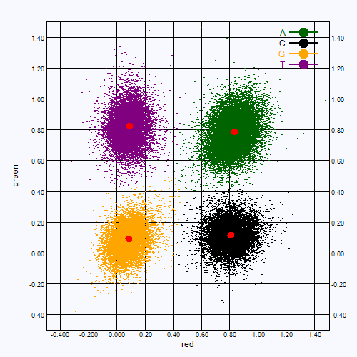 predeterminazione delle fasi (prephasing) RTA v2 corregge gli effetti della determinazione delle fasi (phasing) e della predeterminazione delle fasi (prephasing) usando un algoritmo empirico per la