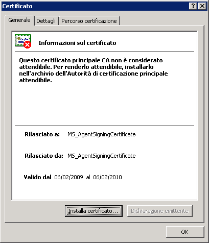 Appendice C: Installazione del certificato autofirmato SSL Questa sezione illustra i passaggi necessari per installare il certificato autofirmato SSL.