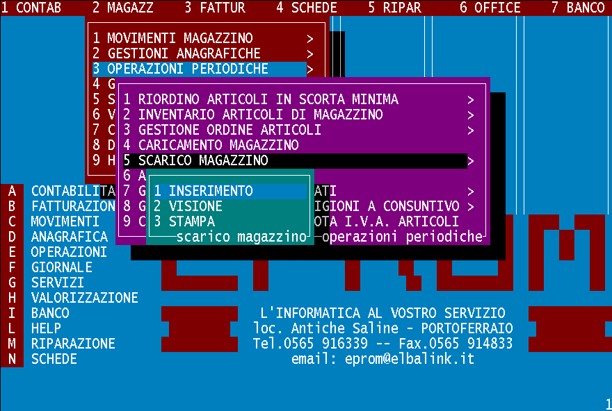 SCARICO MAGAZZINO PER MERCI DIFETTOSE In questa sezione sono raccolti i programmi che