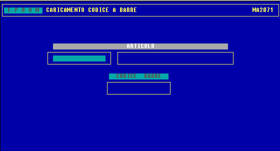 INSERIMENTO CODICE A BARRE Questo programma consente di associare ad ogni articolo il corrispondente codice a barre.