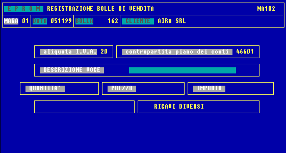 L'inserimento delle voci non codificate viene attivato con il comando "?