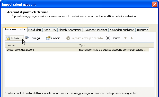 Configurazione PEC su Outlook 2007 Cliccare sul menu Strumenti e selezionare