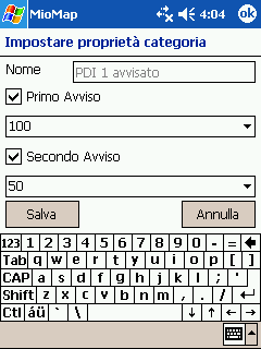 Configurazione della categoria d avviso automatico 1. Selezionare Destinazione (barra degli strumenti in basso) Favoriti. 2.