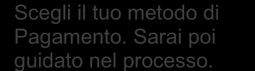 Dopo aver quindi verificato che l indirizzo di fatturazione sia corretto si procede verso la sezione relativa ai pagamenti. Scegli il tuo metodo di Pagamento. Sarai poi guidato nel processo.