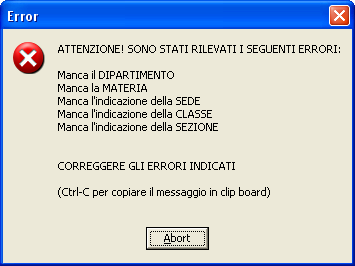 Fig. 8: Controllo degli errori nella scheda di programmazione Leggete sempre attentamente i messaggi di errore; quando la programmazione è davvero completa non ne devono apparire.