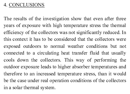 DURATA NEL TEMPO - CONCLUSIONI - IL RENDIMENTO TERMICO NON CALA SIGNIFICATIVAMENTE NEGLI ANNI - LE CONDIZIONI DI STRESS NON INFICIANO LA PRODUCIBILITA ENERGETICA DEI COLLETTORI SOLARI.