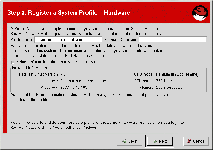 Red Hat Network Satellite 5.4 Reference Guide Misure del disco Mount point La fase successiva è quella di scegliere un nome del profilo per il vostro sistema, come mostrato in Figura A.