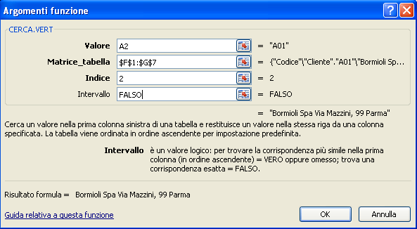 USO DELLA FUNZIONE CERCA.VERT La funzione CERCA.VERT serve per trovare dei valori specifici in un elenco di dati e assegnarli ad altre celle.