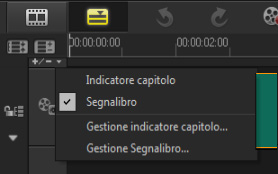 Aggiunta di segnalibri e capitoli L'aggiunta di segnalibri e capitoli consente di navigare all'interno di un progetto e di inserire commenti sulla linea temporale.