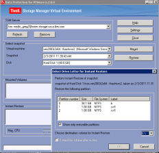 TSM for Virtual Environments: varie modalità operative Recovery console must be deployed inside guest TSM Server TSM API User lunches DP for VE Authenticate with TSM server Select VM,