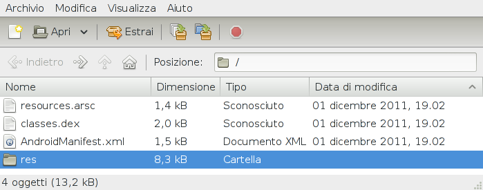 Contenuti di un.apk Il build di un'applicazione Android produce un file in formato.