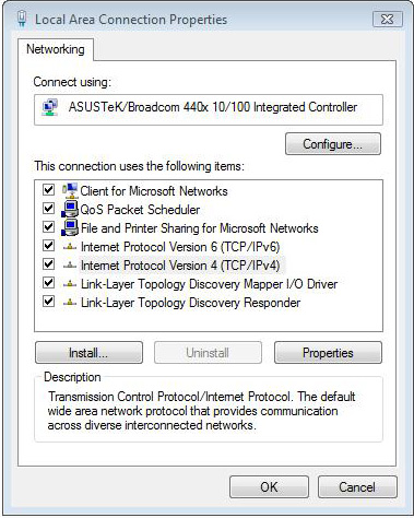 Sistema Operativo Windows XP 1. Cliccare Start > Pannello di Controllo > Connessione di Rete.Cliccare Local Area Connection e selezionare Proprietà. 2.