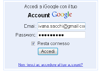 Creare un account Google Per accedere ai servizi di Google è necessario registrarsi. Raggiungere l'indirizzo www.google.