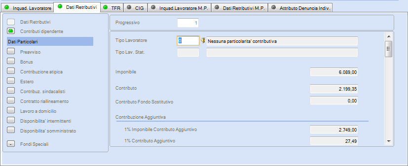 Campo precedente Assunzione Cessazione ANF TFR In caso di variazioni manuali dei dati elencati da parte dell'utente la casella viene spuntata in modo da non effettuare la generazione del nodo mese