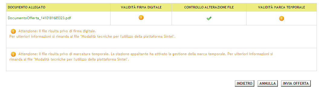 3.6. Sostituzione di un offerta Figura 12 Durante tutto il periodo di pubblicazione, anche se è già stata inviata un offerta valida per una procedura, il percorso guidato rimane sempre disponibile