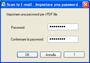 3. Quando la finestra Scan to E-mail Impostare una password appare, inserire una password e fare click su [OK].