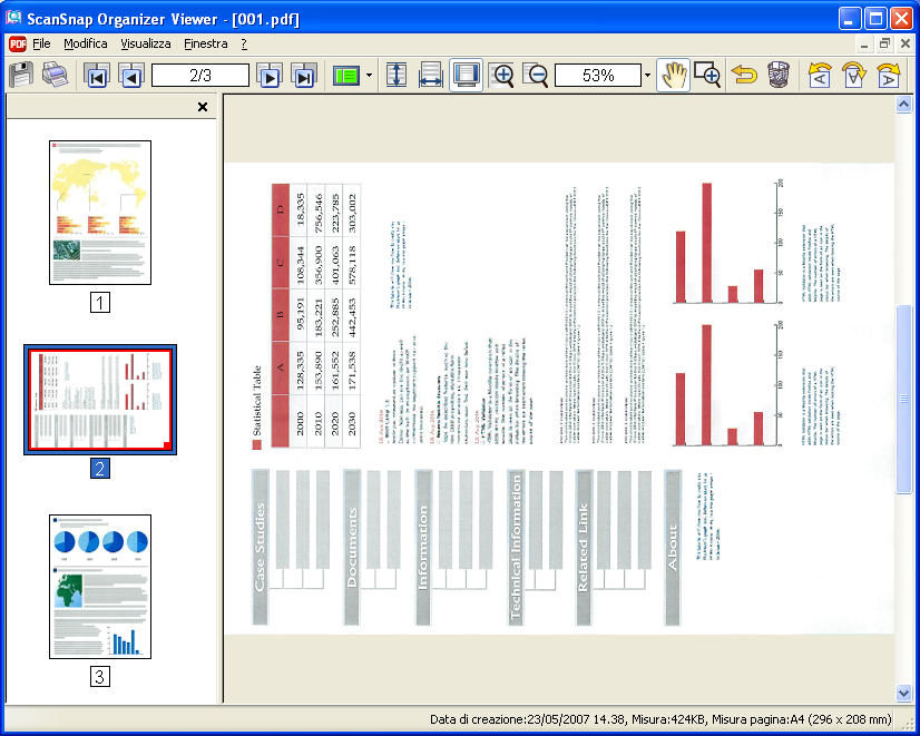 3.13. Modificare file Questa sezione spiega come modificare i file creati con ScanSnap con ScanSnap Organizer Viewer. 3.13.1. Visualizzare file con ScanSnap Organizer Viewer Quando si visualizzano e