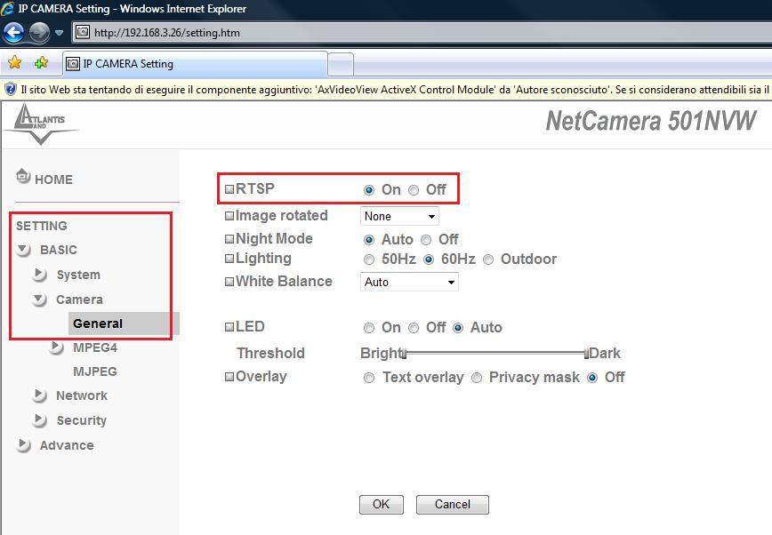 5) Cliccare su Setting