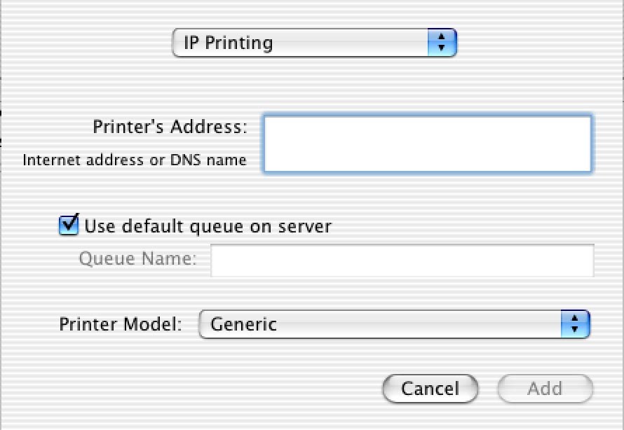 106 Capitolo 3 Lavorare da una workstation client 3. Nella casella LPR Printer's Address, digitate l indirizzo TCP/IP o il nome host dello Spire CXP5000 color server, per esempio 10.4.18.