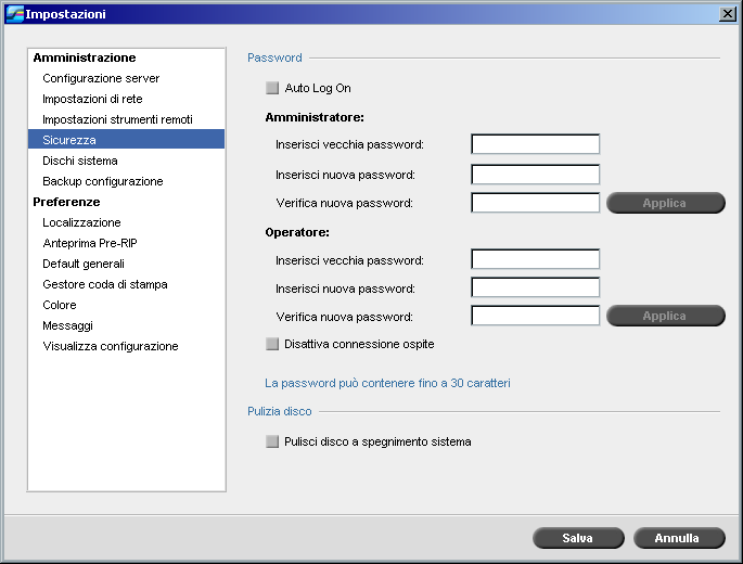 Impostare e configurare lo Spire CXP5000 Color Server 401 Per consentire connessioni web: 1. Nella finestra Impostazioni, selezionate Amministrazione>Impostazioni strumenti remoti. 2.