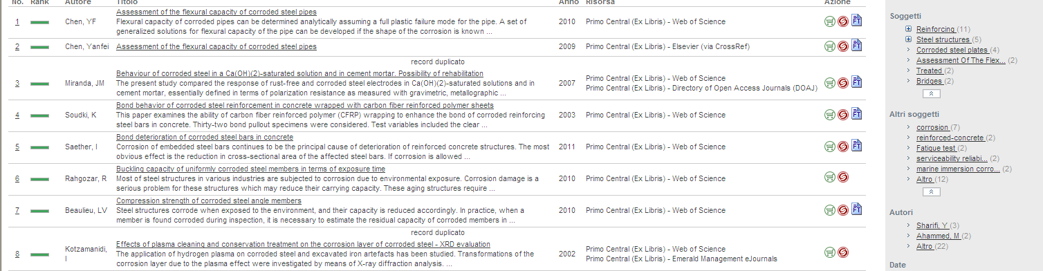 + 10 per ogni ulteriore azione di recupero) la quantità di record recuperati è contata sugli esemplari originali dei singoli database, non sui record unici di PC (in questa ricerca sono 27 non 30 - i