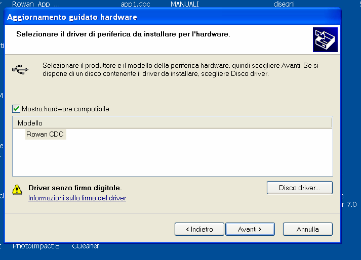 -Proseguite premendo il pulsante Disco driver.