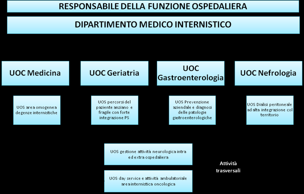 AREA ASSISTENZA OSPEDALIERA DIPARTIMENTO UOC/UOSD UOS Attività/Ufficio UOS area omogenea degenze internistiche Dipartimento Medico Internistico UOC Medicina UOC Geriatria UOC Gastroenterologia UOSD