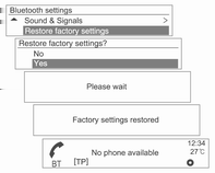 160 Sistema Infotainment Menù telefono Impostazioni bluetooth TUNE, quindi il pulsante MENU con quadrante TUNE per impostare l'elemento desiderato. cellulare.