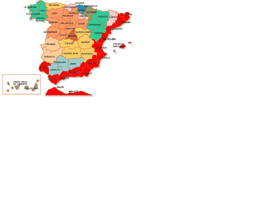 ARCO LATINO: Consolidamento ed allargamento della rete Mappa 3 - Province affacciate sul Mediterraneo Fonte: http://digilander.libero.it/monast/images/spagna.