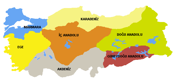 Mappa 21 - Carta delle macro-regioni della Turchia Fonte: www.turkiyerehberi.gen.
