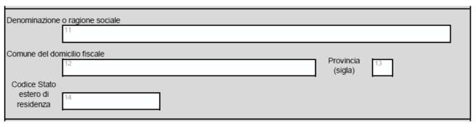 e: - della data di nascita (campo 7); - del Comune o dello Staro estero di nascita (campo 8); - della sigla della Provincia del Comune di nascita (campo 9); - del codice dello Stato estero di