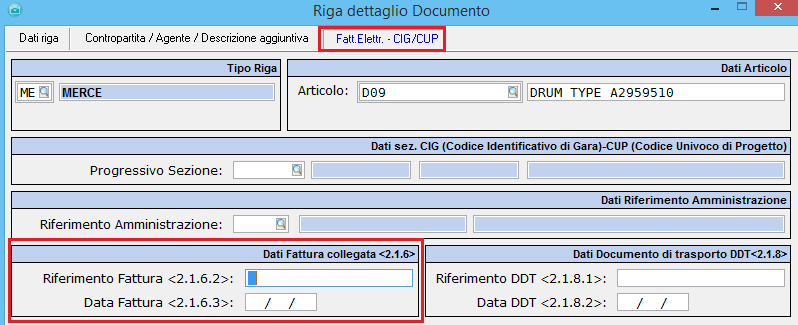6. GESTIONE DATI FATTURE COLLEGATE / FATTURE DI ANTICIPO (sezione <2.1.6>) [Versione 9.4.0].