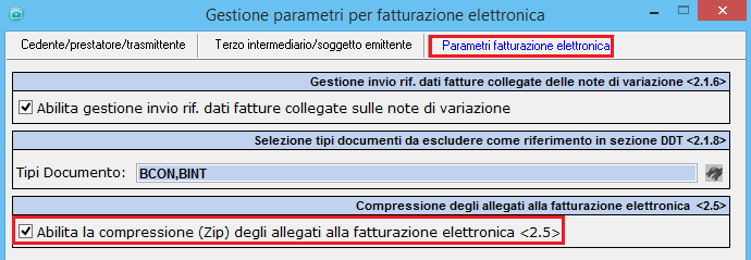 8. ESCLUSIONE RIGHE DI COMMENTO ED INVIO FATTURA PDF ALLEGATA [Versione 9.4.