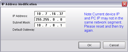 6.1.2 Connection with the configuration tool (to change the IP address or upgrade a device s internal software) To search for devices connected to the network: - Click the «Refresh» button; the tool